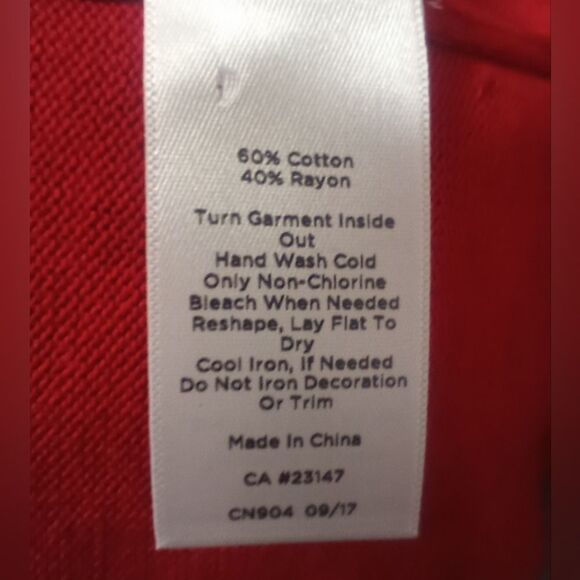 Talbots Red Embellished Love Sweater Size XL EUC P2P 23 Length 25 in - Picture 8 of 11